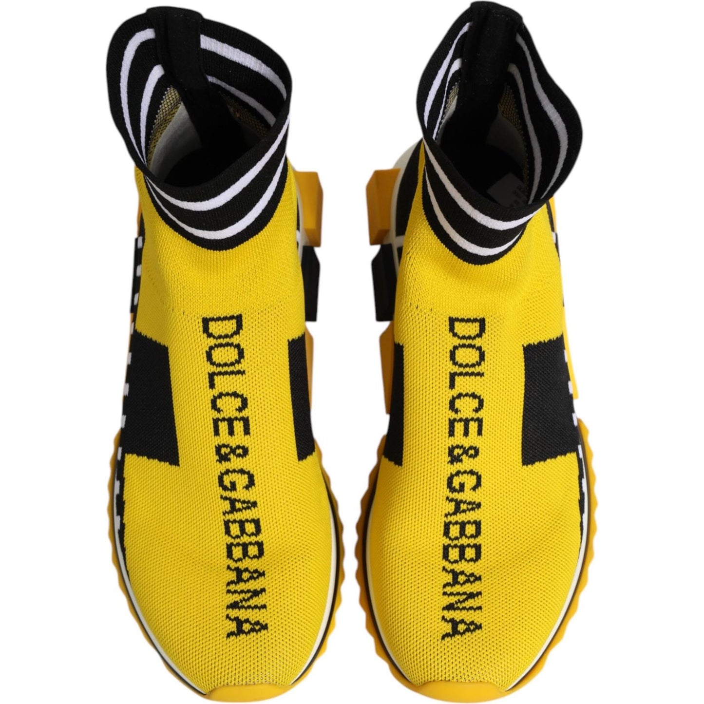 Dolce & Gabbana Yellow Black Sorrento Socks Sneakers Shoes LA12756-37.5