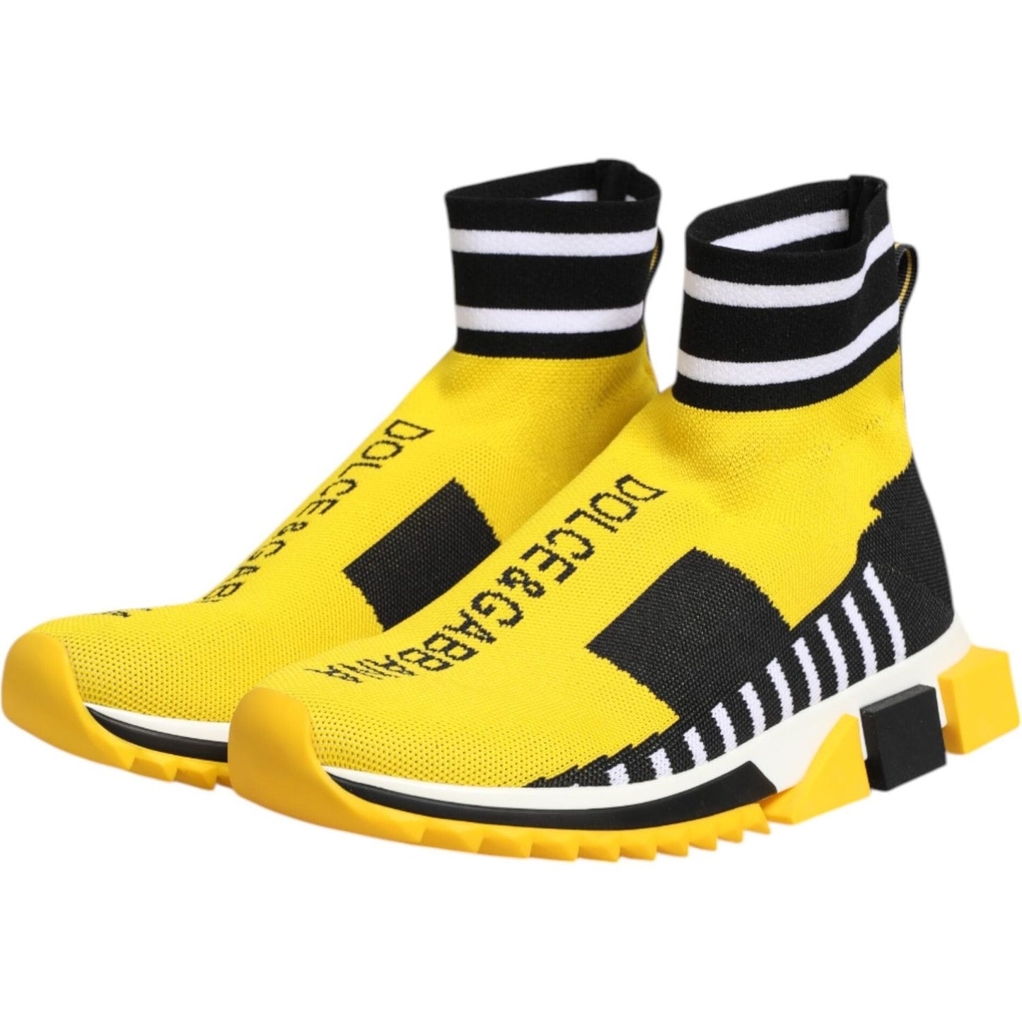Dolce & Gabbana Yellow Black Sorrento Socks Sneakers Shoes LA12756-37.5