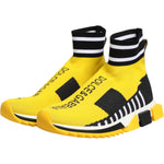Dolce & Gabbana Yellow Black Sorrento Socks Sneakers Shoes LA12756-37.5