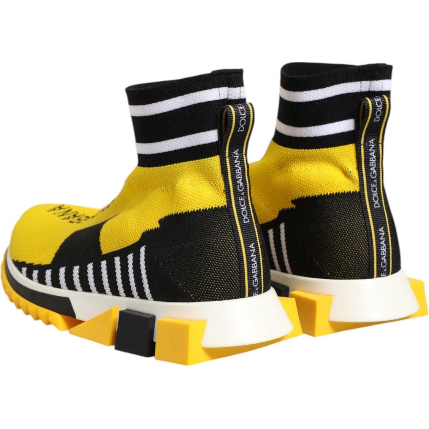 Dolce & Gabbana Yellow Black Sorrento Socks Sneakers Shoes LA12756-37.5