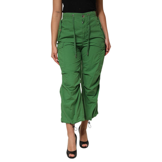 Dolce & Gabbana Green Cotton High Waist Cargo Trouser Pants PAN75579-38