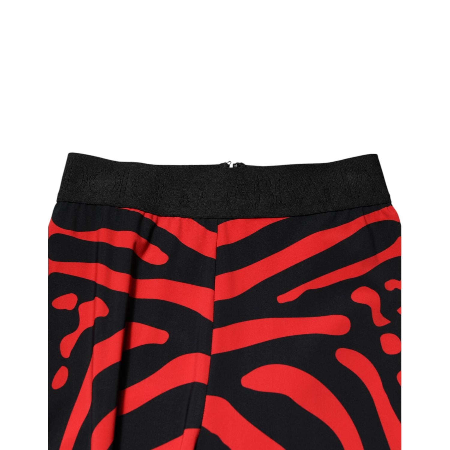 Dolce & Gabbana Black Red Nylon Logo Waisted Leggings Pants