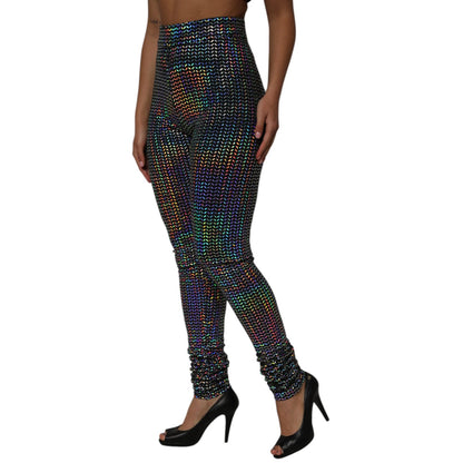 Dolce & Gabbana Multicolor Sequined Leggings Trouser Pants