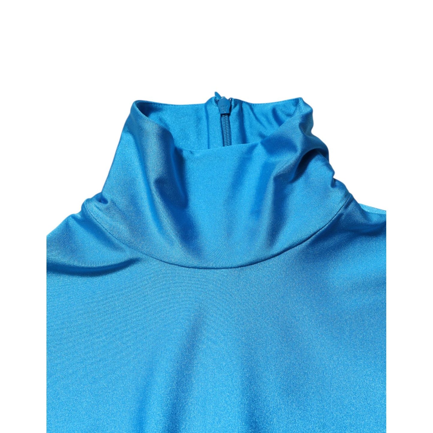 Dolce & Gabbana Blue Nylon Turtleneck Bodycon Jumpsuit  Dress