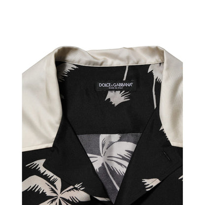 Dolce & Gabbana Black Printed Silk Short Sleeves Casual Shirt