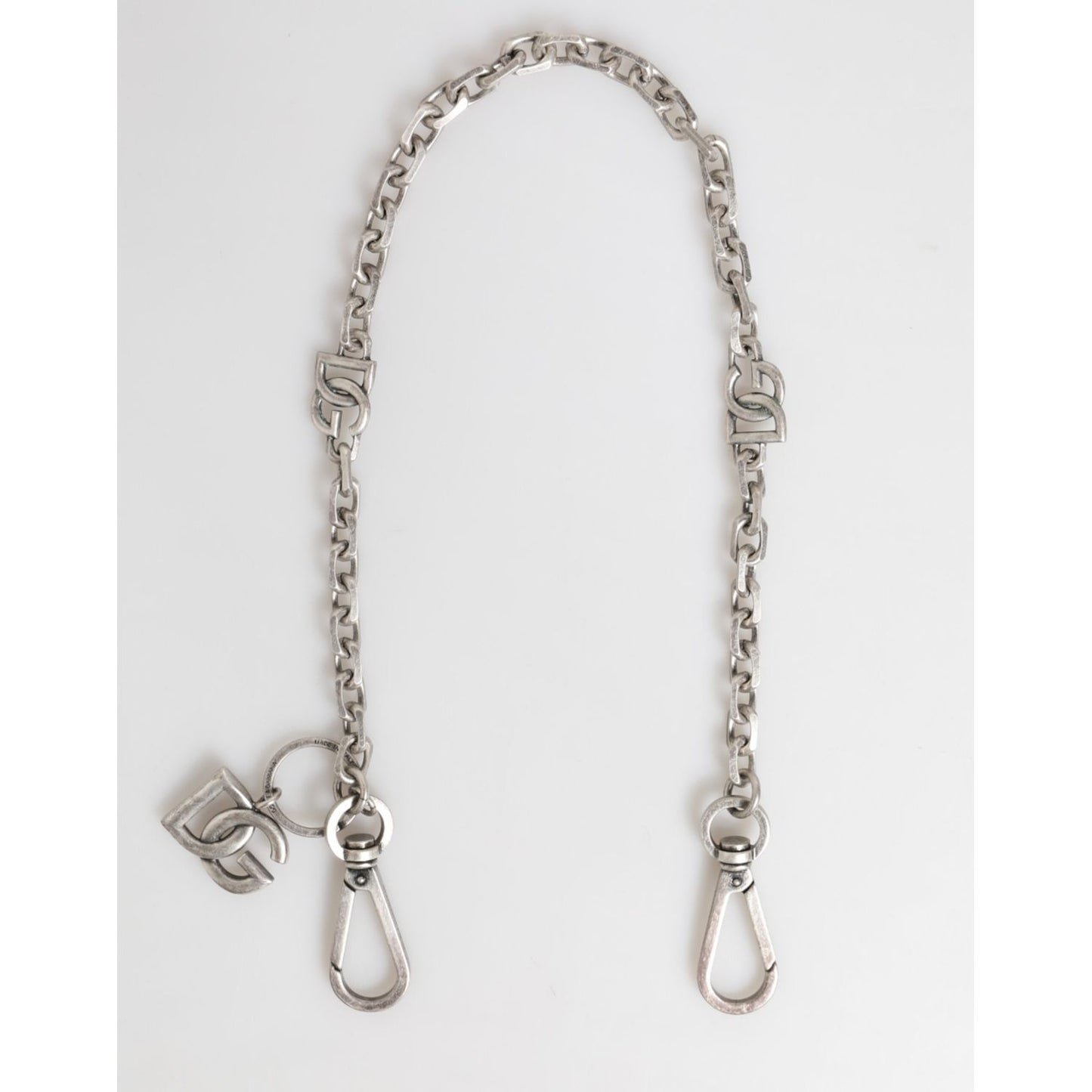 Dolce & Gabbana Silver Tone Brass DG Logo Detailing Chain Men Necklace