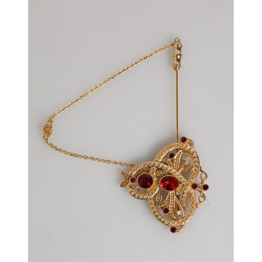 Dolce & Gabbana Gold Tone 925 Sterling Silver Crystal Chain Brooch Pin SMY11196