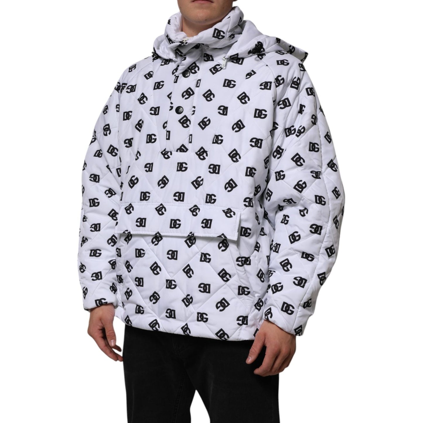 Dolce & Gabbana White DG Monogram Hooded Quilted Jacket JKT41557-48