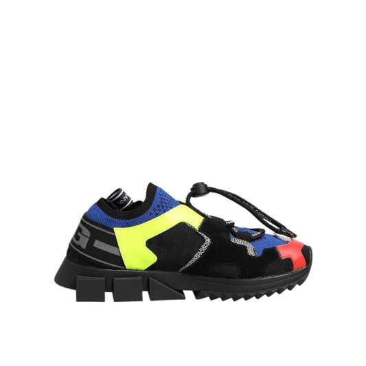 Dolce & Gabbana Multicolor Sorrento Trekking Sneakers Shoes with ridged rubber sole and slip-on style.