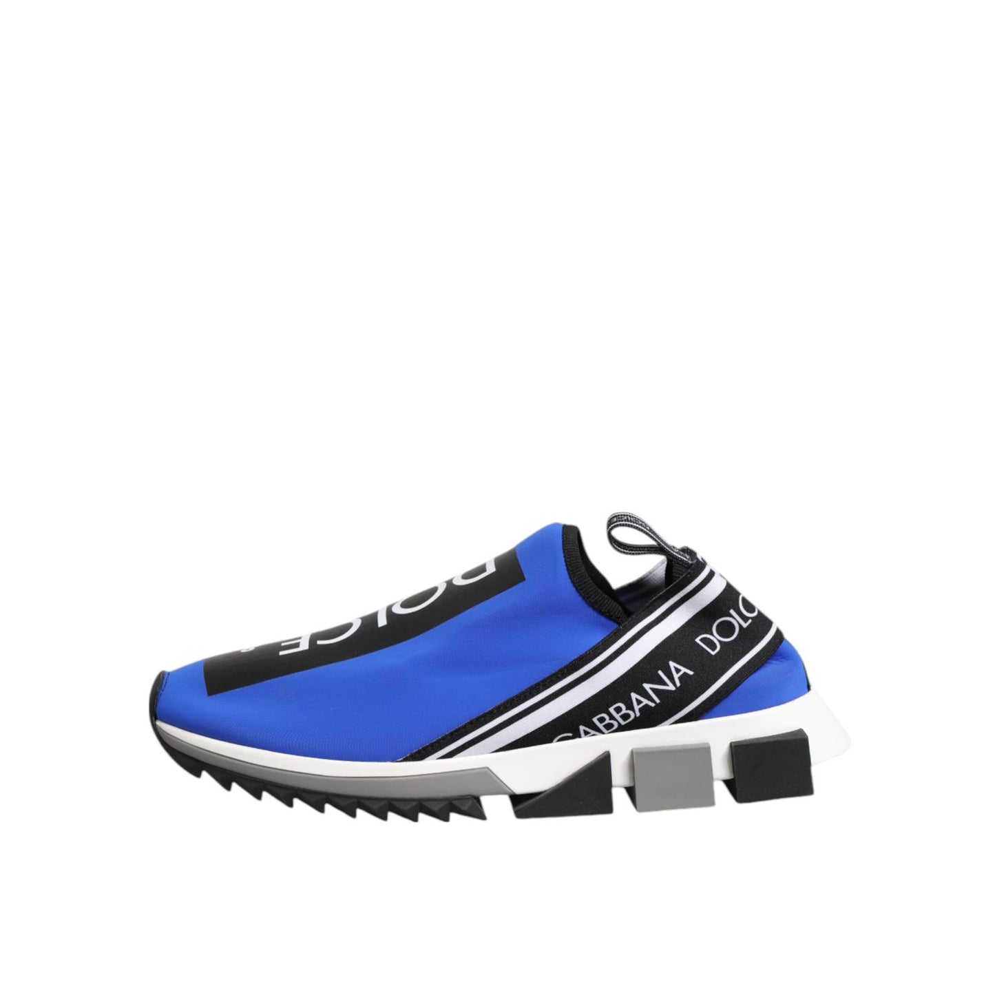 Dolce & Gabbana Blue Logo Low Top Sorrento Sneakers Shoes with repaired rips, blue and black design, rubber sole, made in Italy.