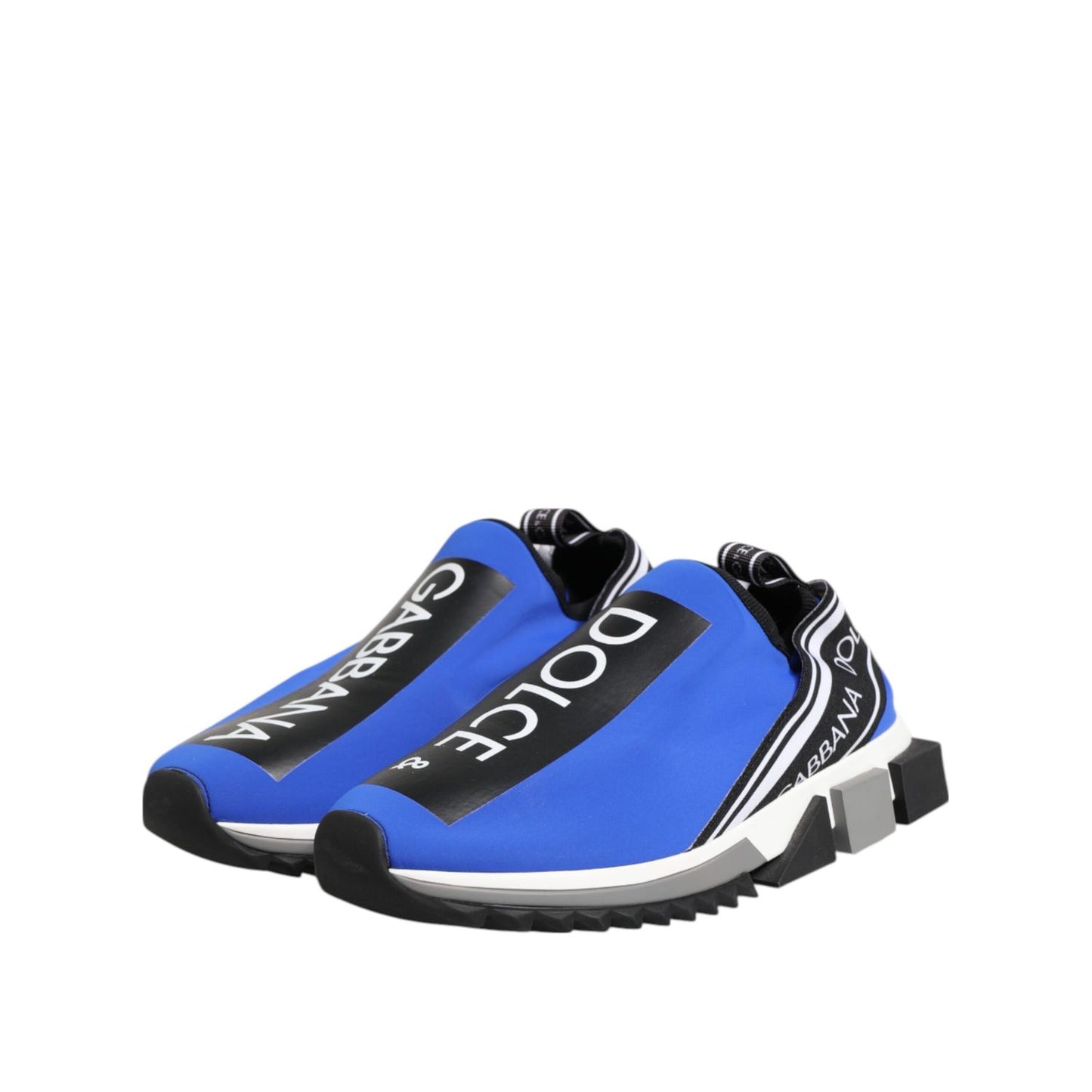 Dolce & Gabbana Blue Logo Low Top Sorrento Sneakers Shoes showcasing logo detail, made of elastane, nylon, PU, viscose, with rubber sole, minor defect