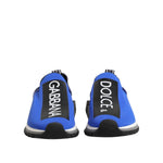 Dolce & Gabbana Blue Logo Low Top Sorrento Sneakers Shoes, rear view, featuring bold black logo and blue design.