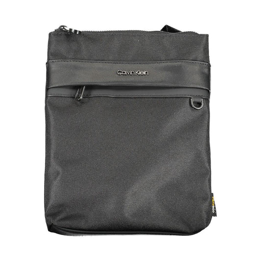 Calvin Klein Black Polyester Shoulder Bag with adjustable strap, external and internal pockets, contrasting details, and zip closure.