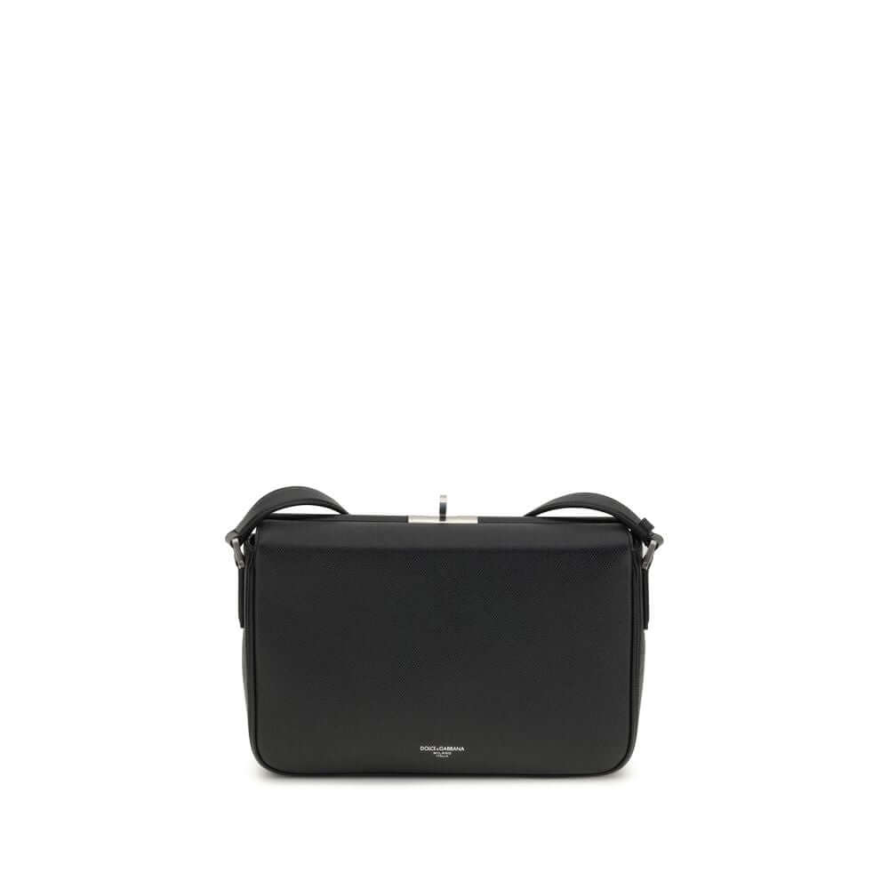 Dolce & Gabbana Black Calf Leather Bos Taurus Shoulder Bag