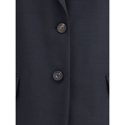 Brunello Cucinelli Blue Fleece Wool Blazer