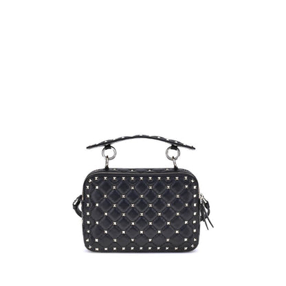Valentino Garavani Black Lamb Ovis Aries Aries Shoulder Bag with quilted design and Rockstud embellishments.