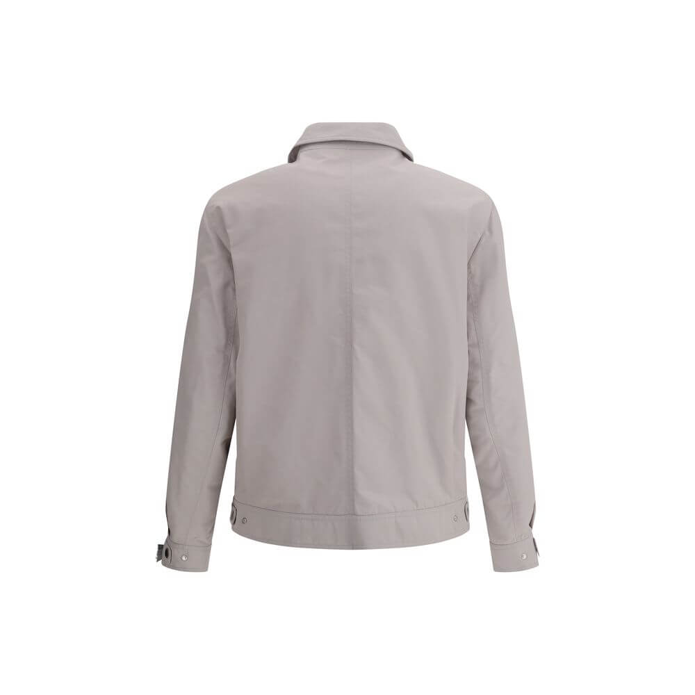 Back view of Brunello Cucinelli White Polyamide Coat featuring classic collar and functional design.