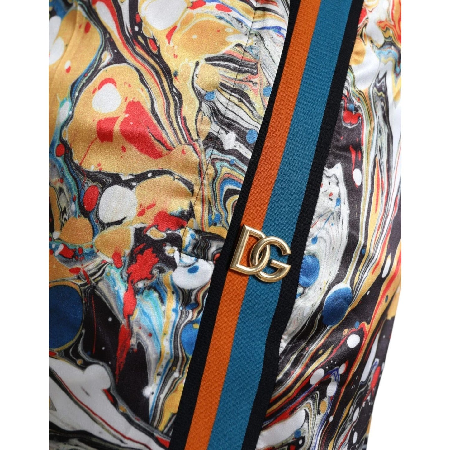 Dolce & Gabbana Multicolor Marble Print Satin Trouser Pants