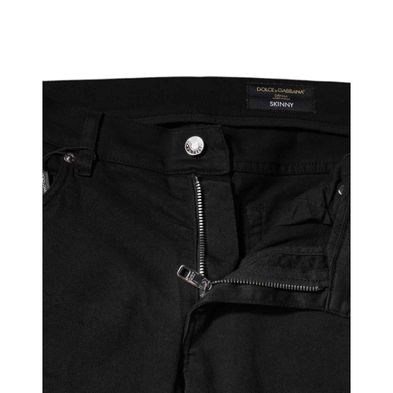 Dolce & Gabbana Black Tattered White Lining Skinny Denim Jeans