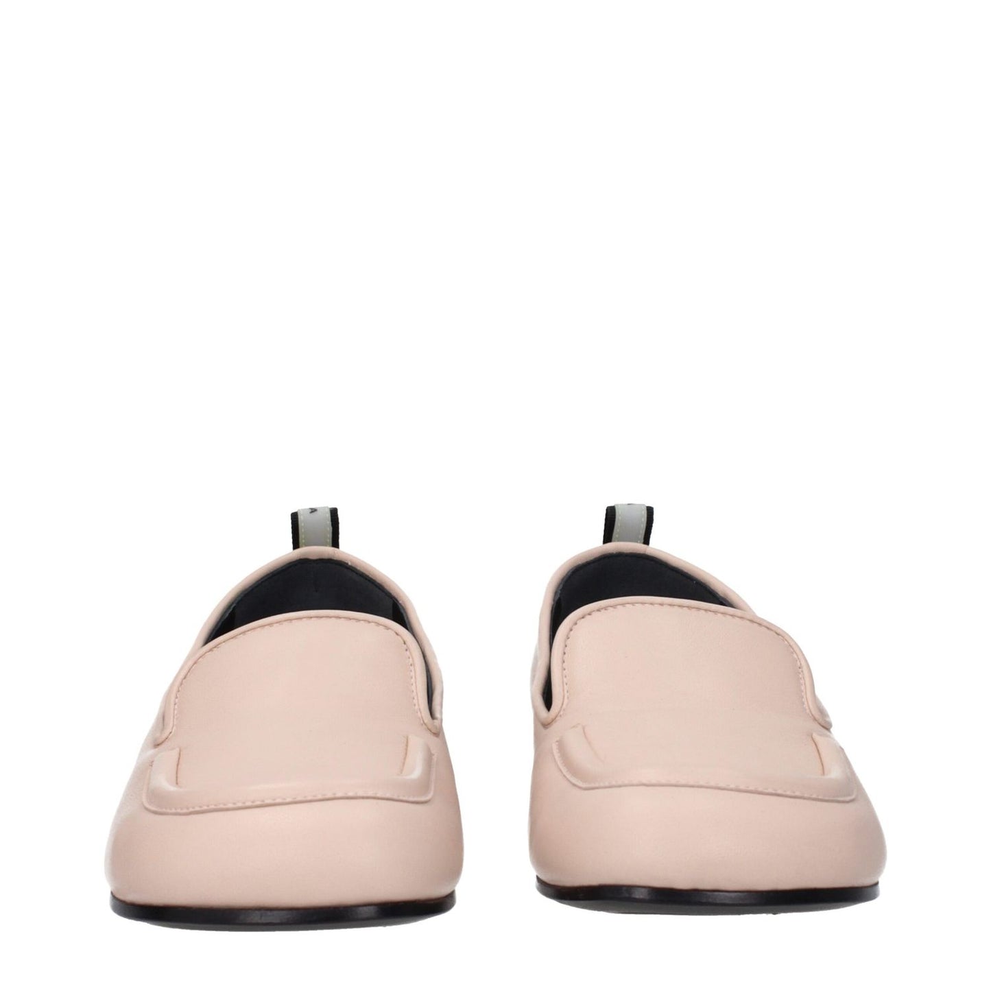Premiata Pink Leather Slip-On Loafers with round toe and low flat heel, featuring a back logo and leather sole, style PELLEM6705NUDE.