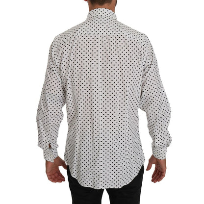 Dolce & Gabbana White Dotted Dress Formal MARTINI Shirt