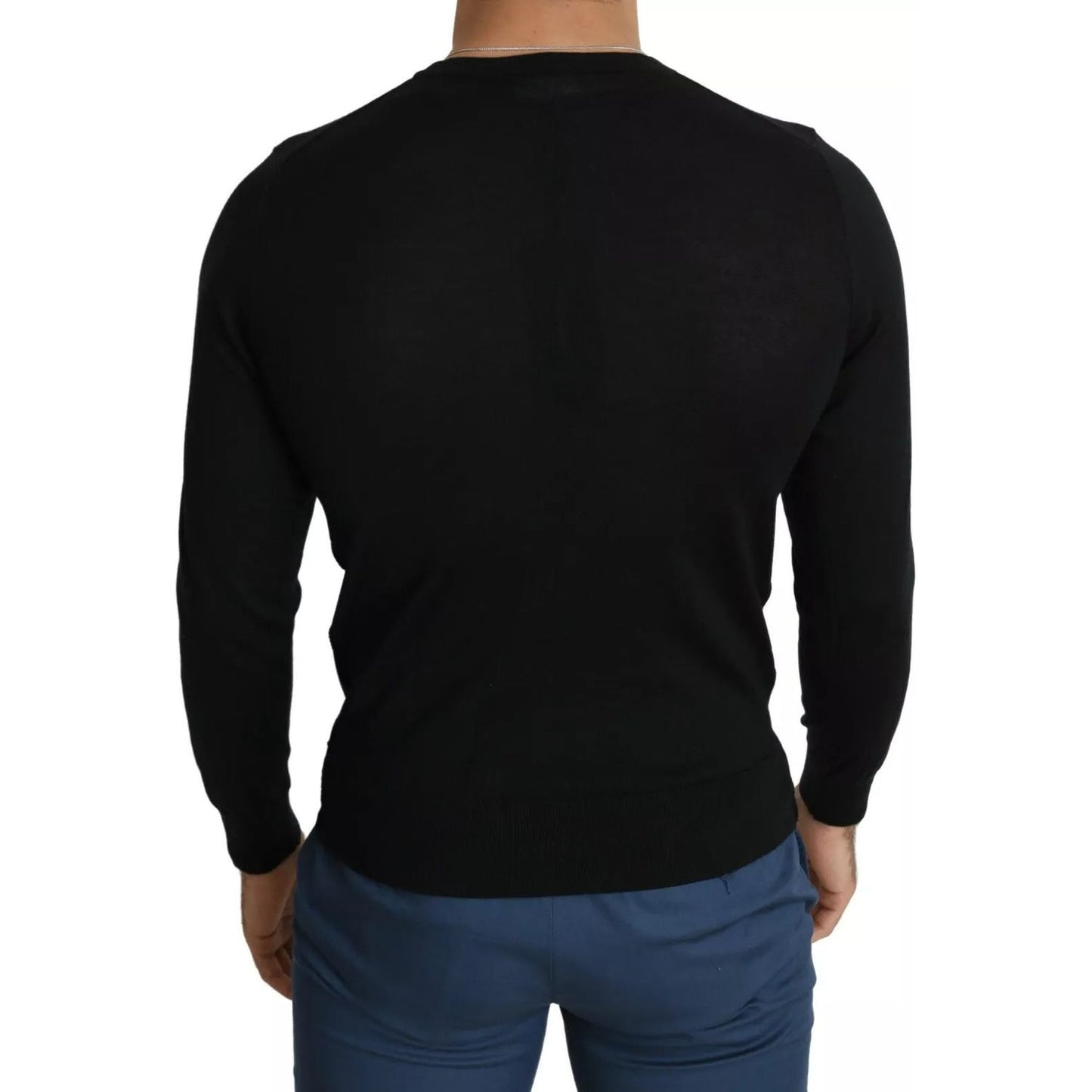Dolce & Gabbana Black Cashmere Crewneck Pullover Sweater TSH5561-44