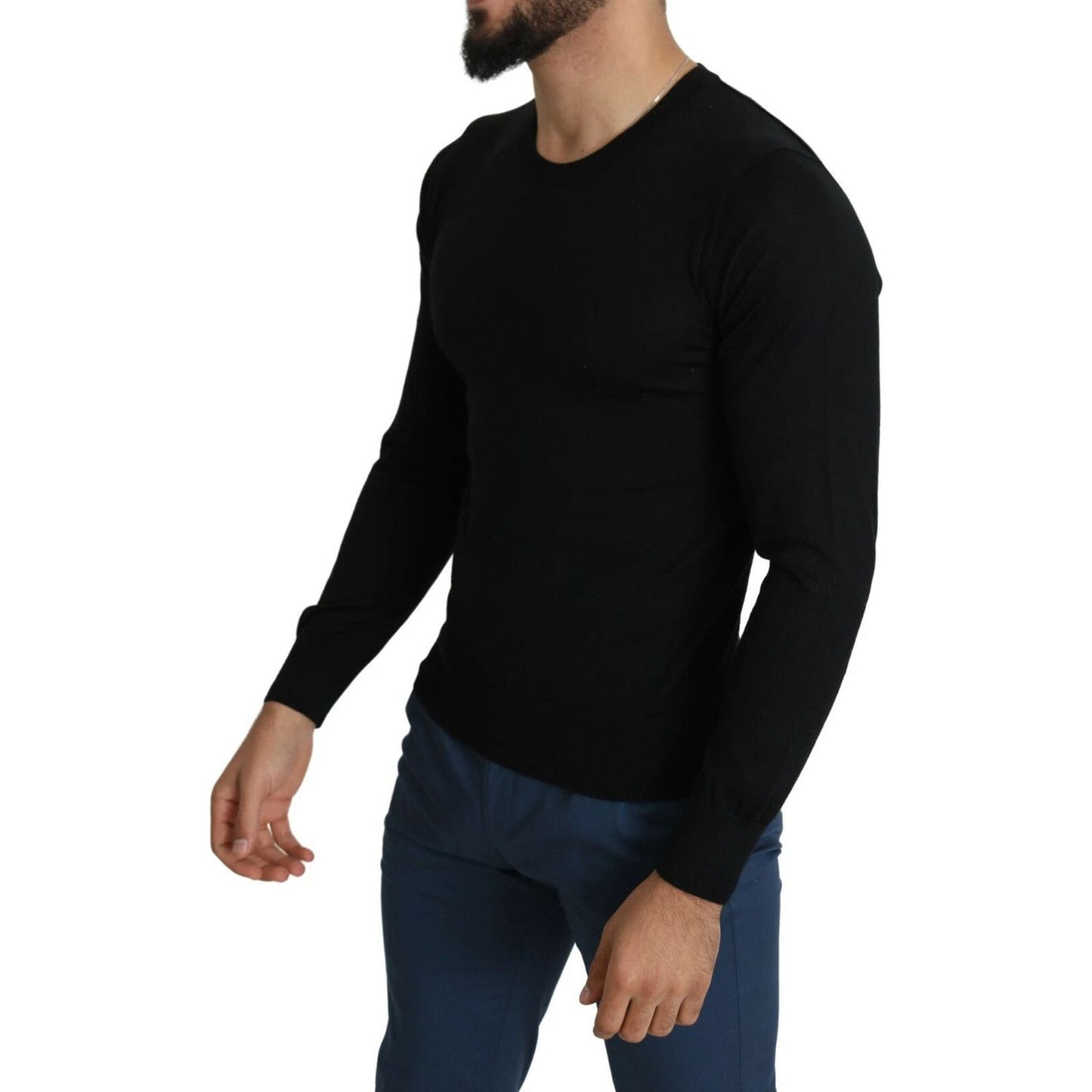 Dolce & Gabbana Black Cashmere Crewneck Pullover Sweater TSH5561-44