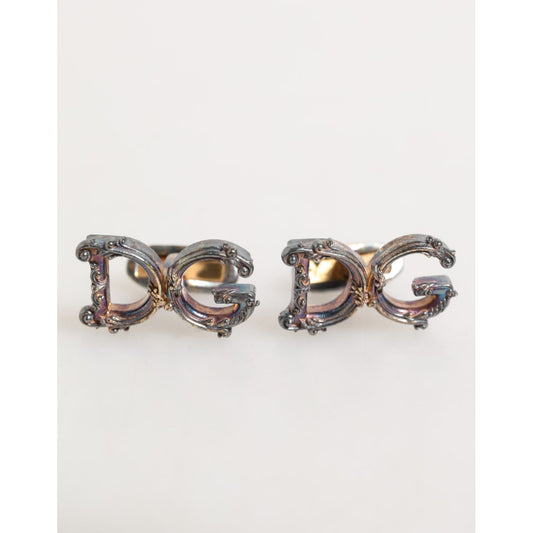 Dolce & Gabbana Gold Tone 925 Sterling Silver DG Logo Accessory Cufflink with luxurious gold-tone finish and iconic DG logo design.