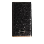 Dolce & Gabbana Black Leather Exotic Skin 3000mAh Power Bank Charger USB with luxurious leather texture.