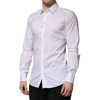 Dolce & Gabbana White Cotton GOLD Long Sleeves Formal Shirt