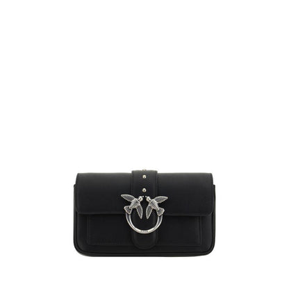 PINKO Black Calf Leather Bos Taurus Shoulder Bag