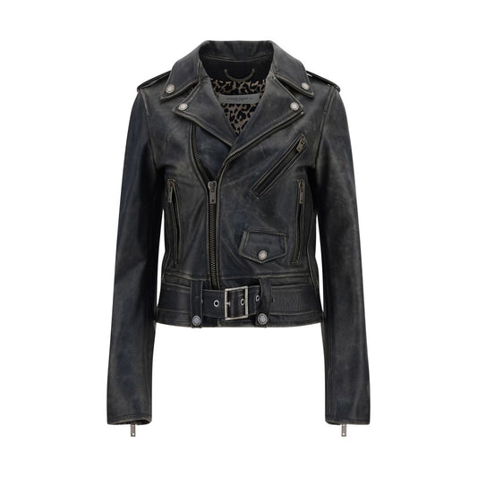 Golden Goose Black Calf Leather Bos Taurus Biker Jacket