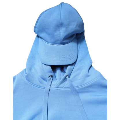 Dolce & Gabbana Blue Cotton Hooded Men Sportswear One Size Vest