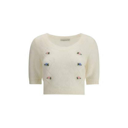 Alessandra Rich White Mohair Sweatshirt