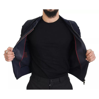 Dolce & Gabbana Dark Blue Suede Lambskin Blouson Jacket