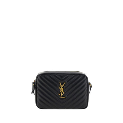 Saint Laurent Black Calf Leather Bos Taurus Shoulder Bag with quilted design and iconic logo.