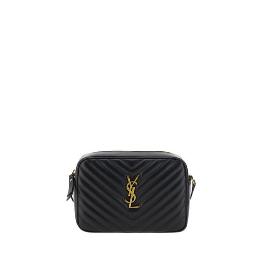 Saint Laurent Black Calf Leather Bos Taurus Shoulder Bag with quilted design and iconic logo.