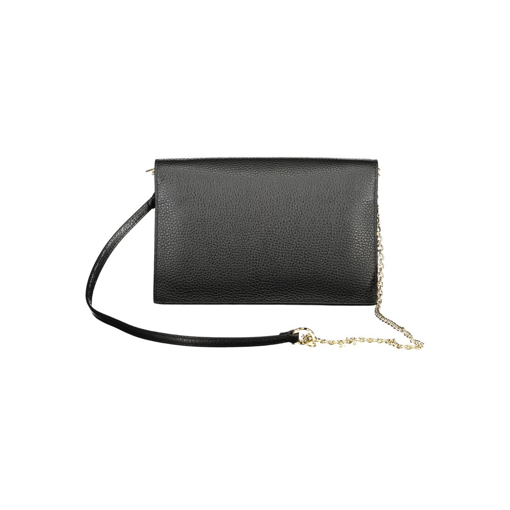 Coccinelle Black Leather Women Handbag with chain shoulder strap and sleek design, perfect for day to night elegance and functionality.