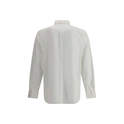 Back view of Saint Laurent White Cotton Dress Shirt with classic collar and concealed button front for an elegant, sophisticated look.