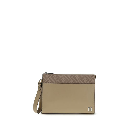 Fendi Beige Leather Clutch Bag