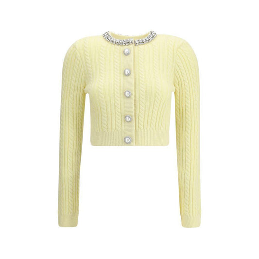 Self-Portrait Short alpaca Cardigan SE-AW25121CAYYELLOW-L