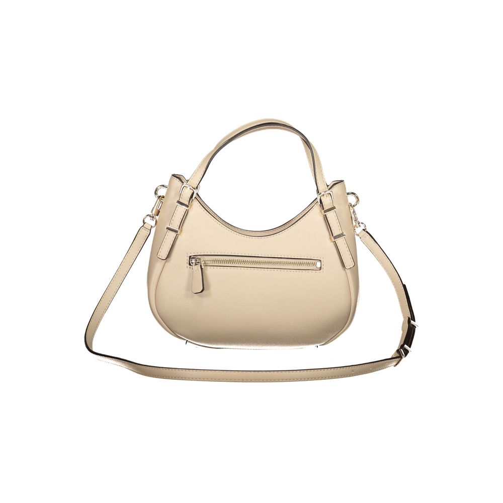 Guess Jeans Beige Polyethylene Women Handbag with strap and zippered pocket, showcasing chic and durable design for style enthusiasts.