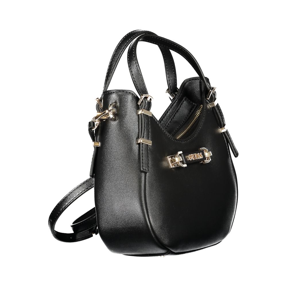 Guess Jeans Black Polyethylene Women Handbag with adjustable handles and detachable shoulder strap, showcasing sophisticated design.