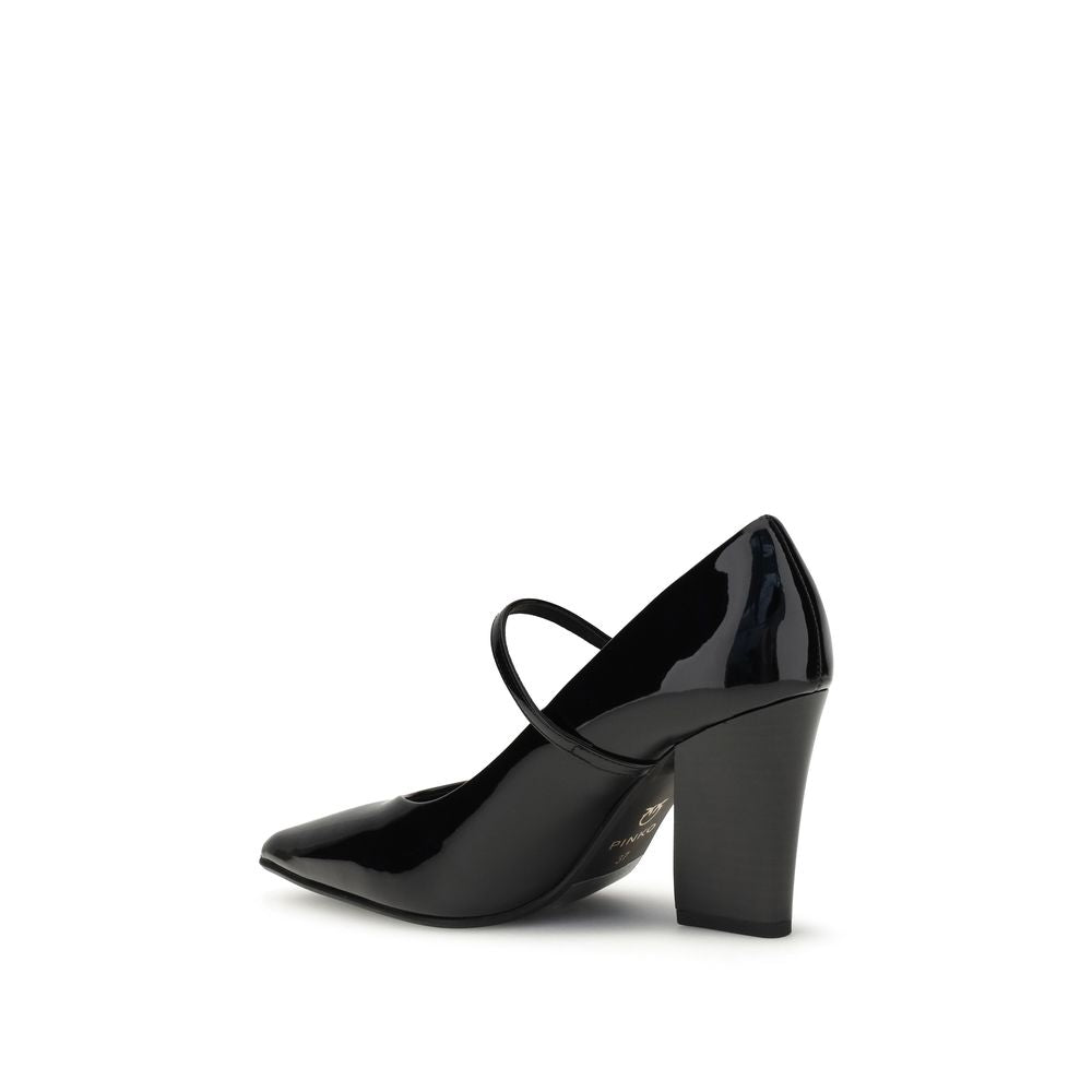 PINKO Black Calf Leather Bos Taurus High Heel Pumps