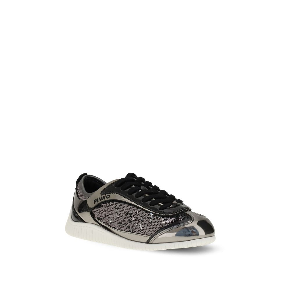 PINKO Silver Nylon Chunky Sneakers