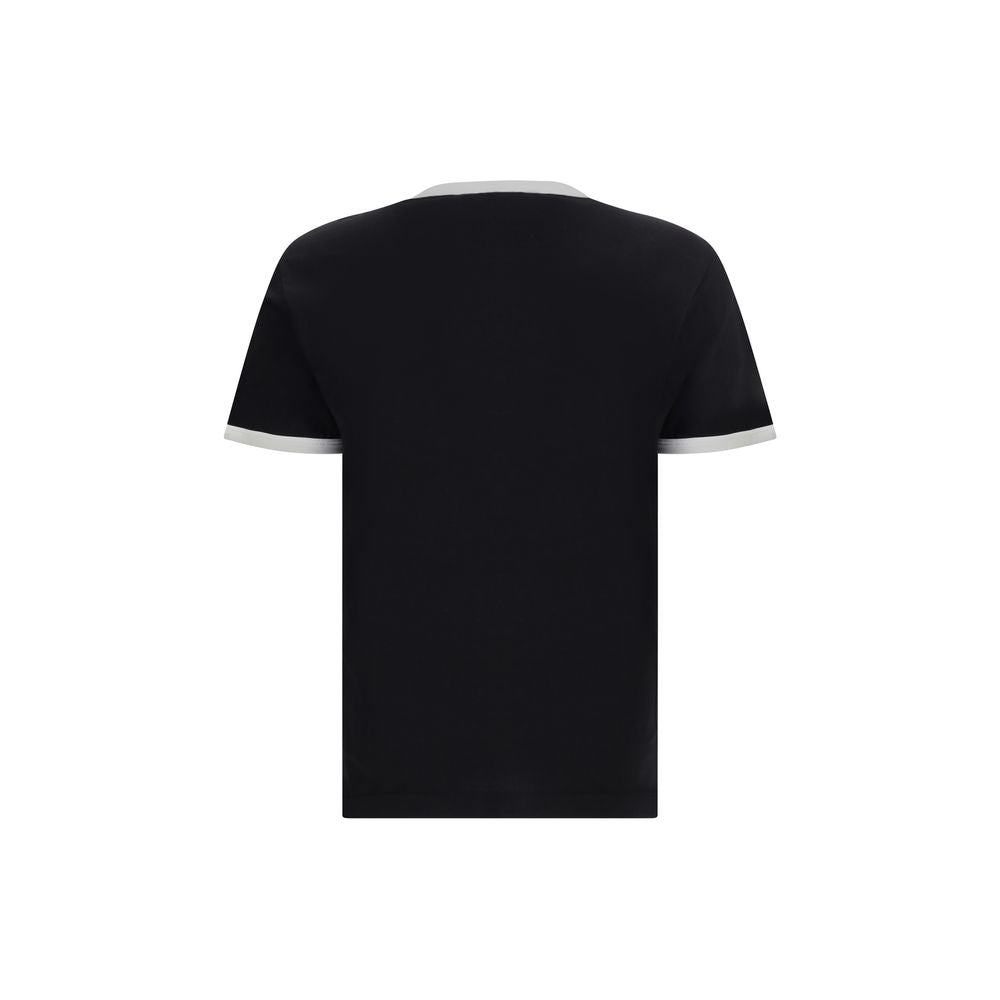 Dolce & Gabbana Black Cotton T-Shirt featuring velvet print, classic fit, and ribbed crew neck, perfect for AW25 collection.