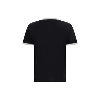 Dolce & Gabbana Black Cotton T-Shirt featuring velvet print, classic fit, and ribbed crew neck, perfect for AW25 collection.