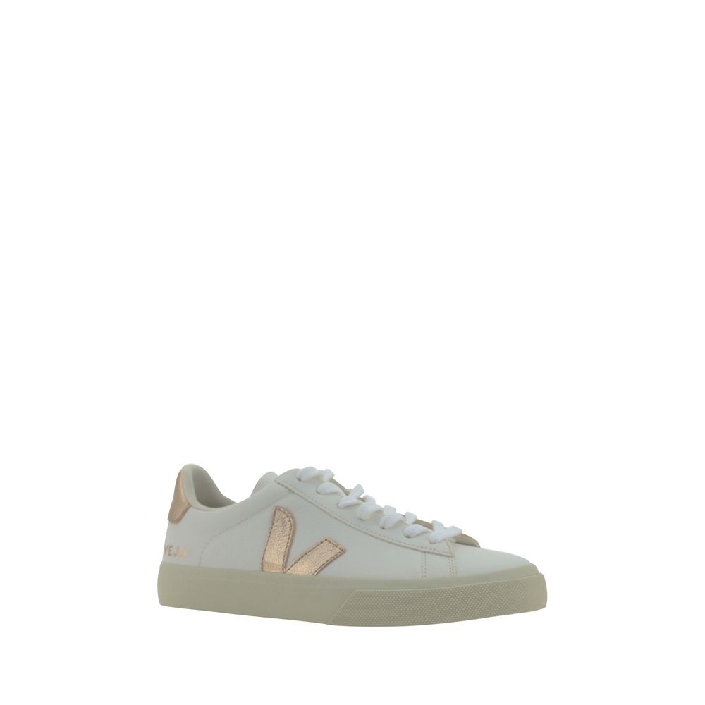 Veja White Calf Leather Bos Taurus Low Top Sneakers with lace-up closure and iconic logo on side.