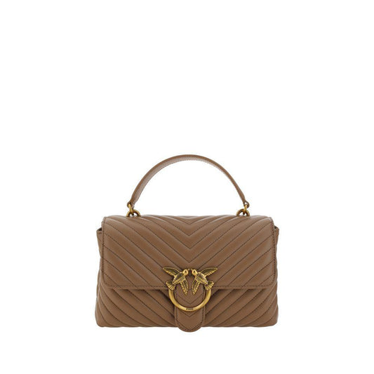PINKO Love Lady Handbag in quilted calfskin with gold-plated Love Birds logo, magnetic closure, and chain strap. Luxury fashion accessory.