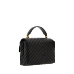 Back view of PINKO Love Lady Mini Handbag in quilted calfskin with top handle and iconic Love Birds logo.